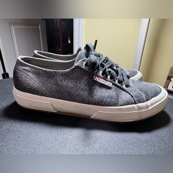 SUPERGA Italian sneakers, US SIZE 8.5-9, Euro 39.5 - 
Silver/blue grey sparkle - Picture 1 of 8